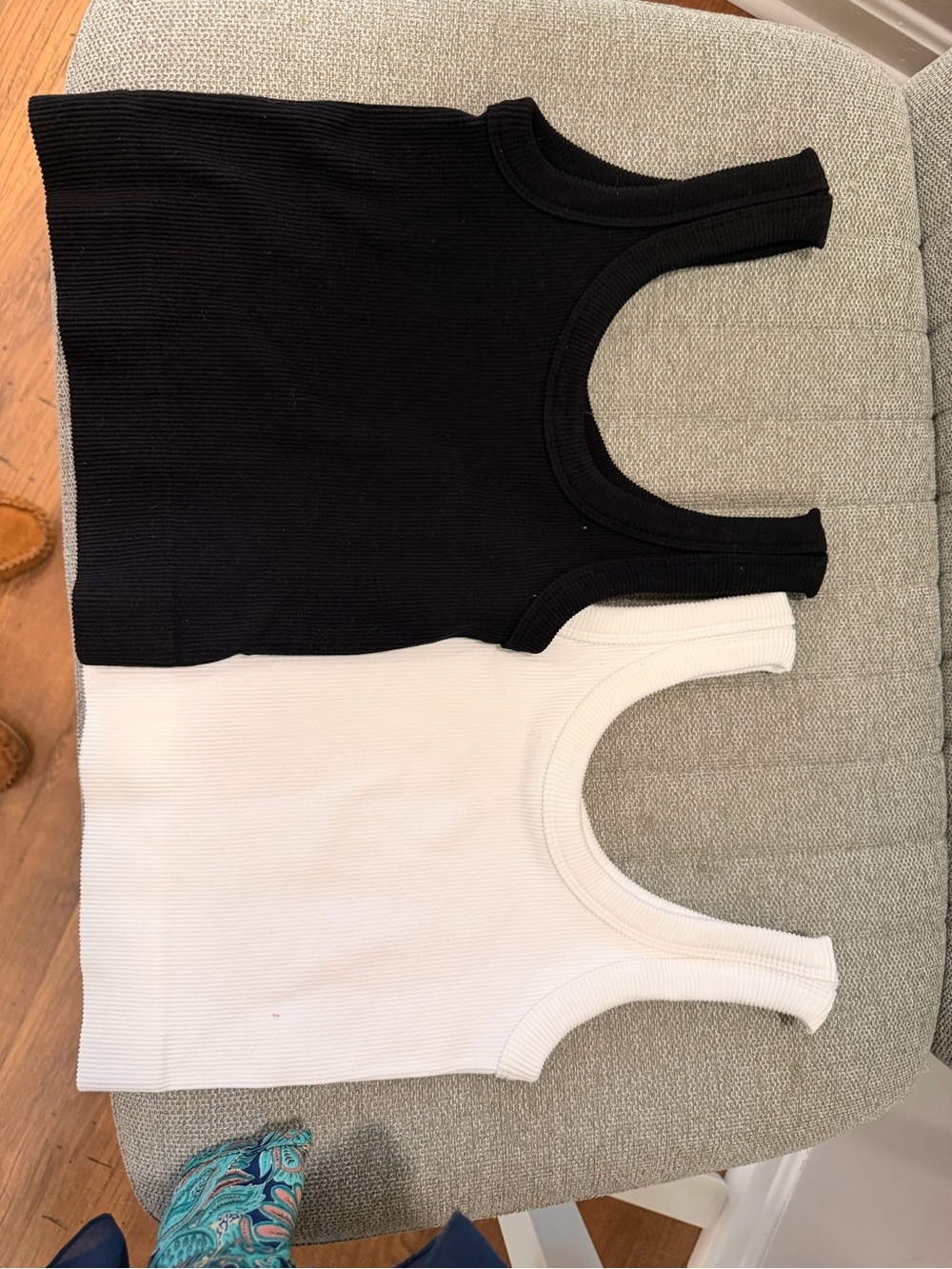 2 tanks- Zenana Outfitters Black & White Ribbed Tank Tops